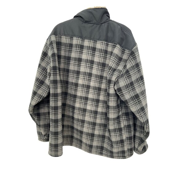 Mason Bay Buffalo Plaid Fleece Jacket Size XL Zip Up Sherpa Lined Gray Shacket - Picture 2 of 5